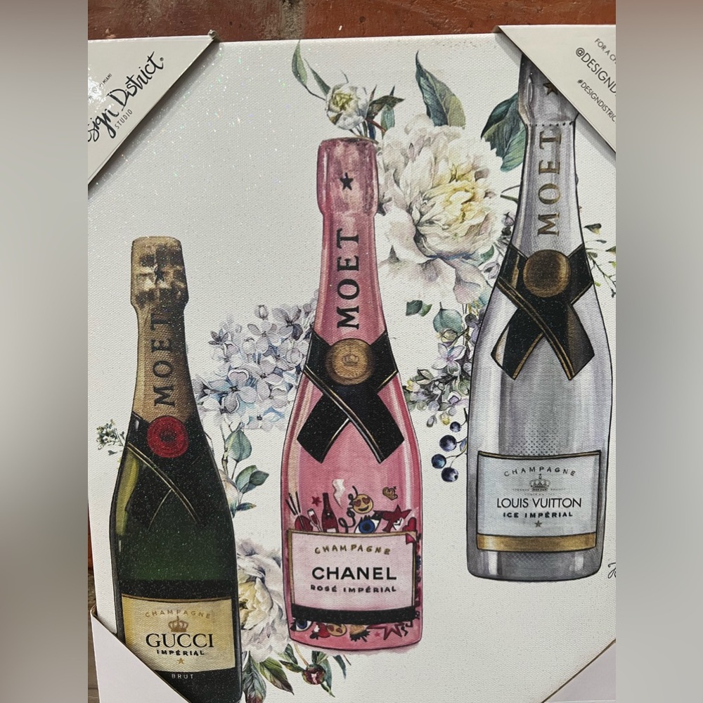 Design District - Louis, Chanel & Gucci Champagne Bottles Canvas Wall Art - Picture 2 of 6